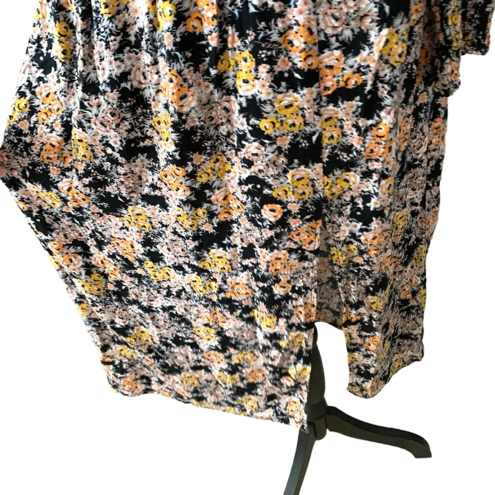 AFRM Nordstrom v neck black yellow orange floral midi hazel smocked dress - Image 8