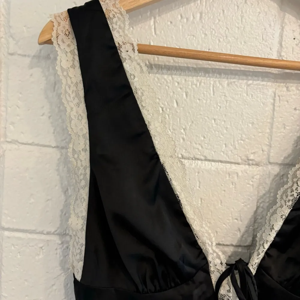 Cotton Candy LA black satin mini dress with lace - Image 3