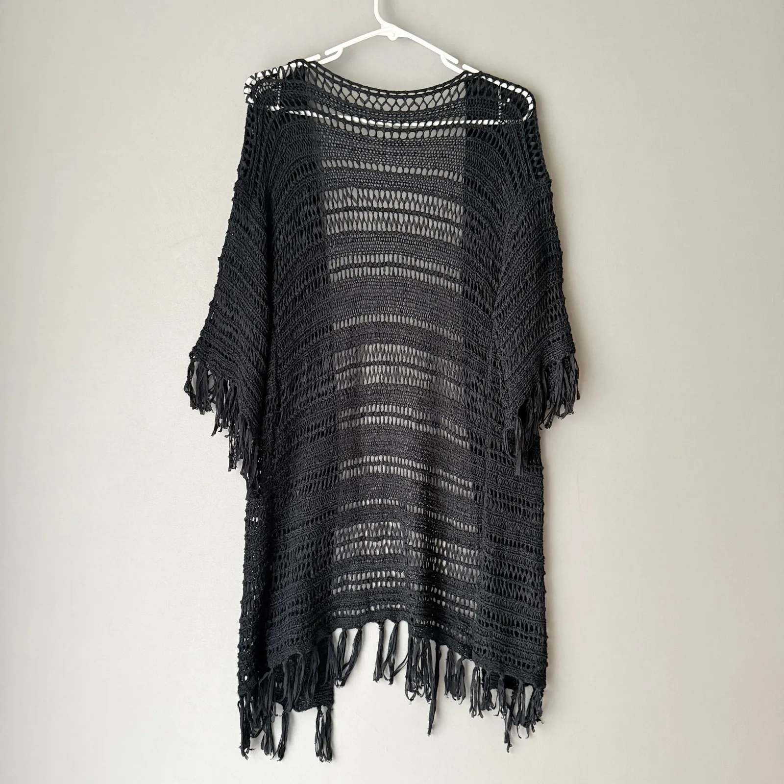 Boho sz One size black open cardigan knit cover up‎ - Image 5