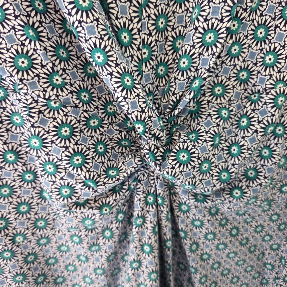 Land's End Blue and Green Floral Medallion Print Long Sleeve Jersey Dress Size 2X - Image 3