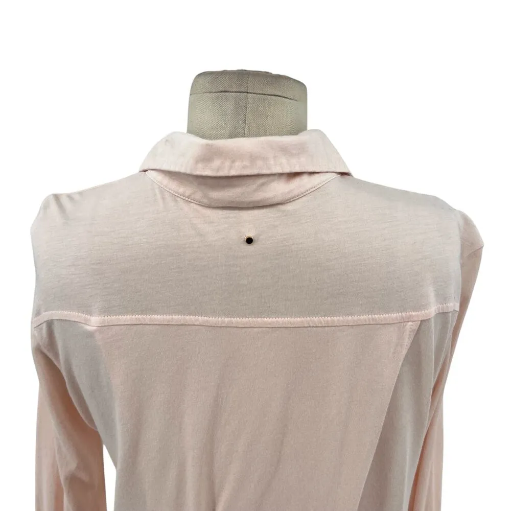 Cuyana Pima Cotton Shirt Button‎ Down Long Sleeve Jersey Modal Pink Size Small - Image 10