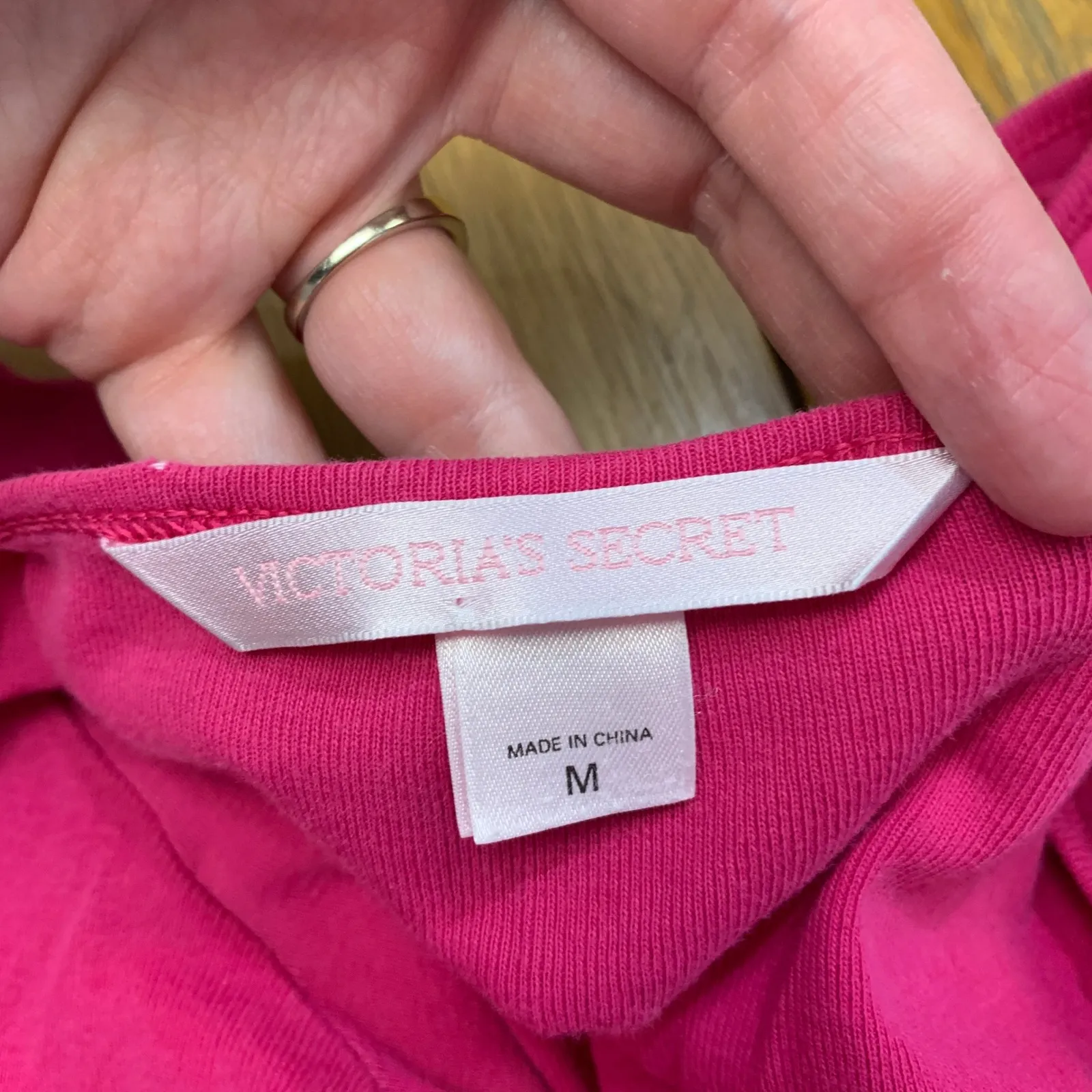 Victoria's Secret Pink Teddy Bear Long Sleeve V Neck Sleep Shirt Nightgown M Y2K - Image 7