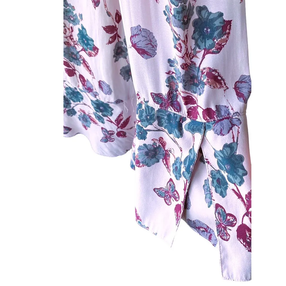 FREE PEOPLE Pebble Crepe Raw Edge Smocked Babydoll Boho Tunic ~ Women's SMALL - Image 9