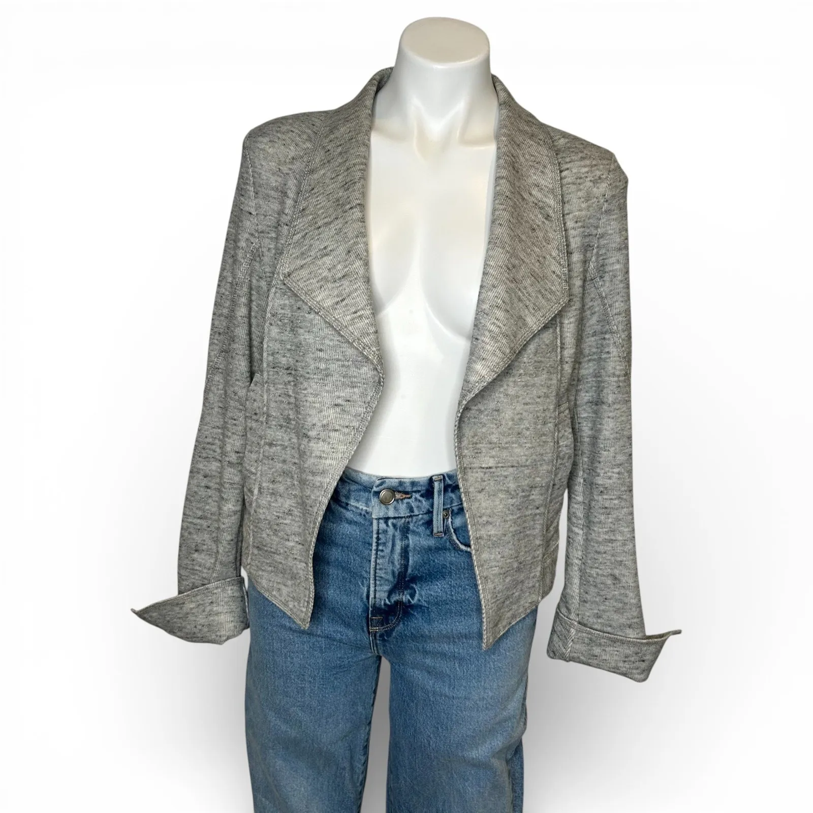 Derek Lam 10 Crosby Grey Open Back Cotton Blend Blazer Size 8 Gray - Image 2