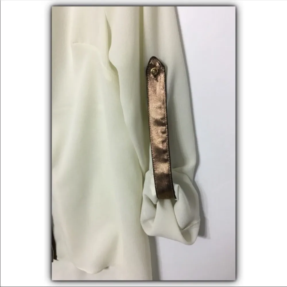 Mustard Seed semi sheer copper trim blouse size S - Image 77