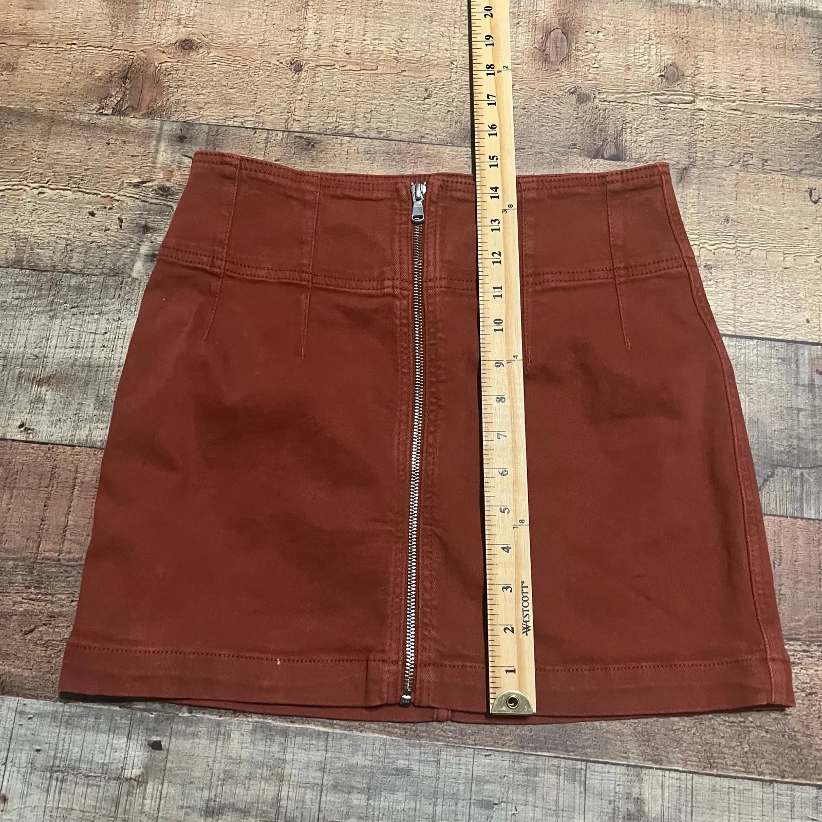 We the Free | Free People Women's Orange Zip Up Boho Festival Mini Skirt Sz 28 - Image 5