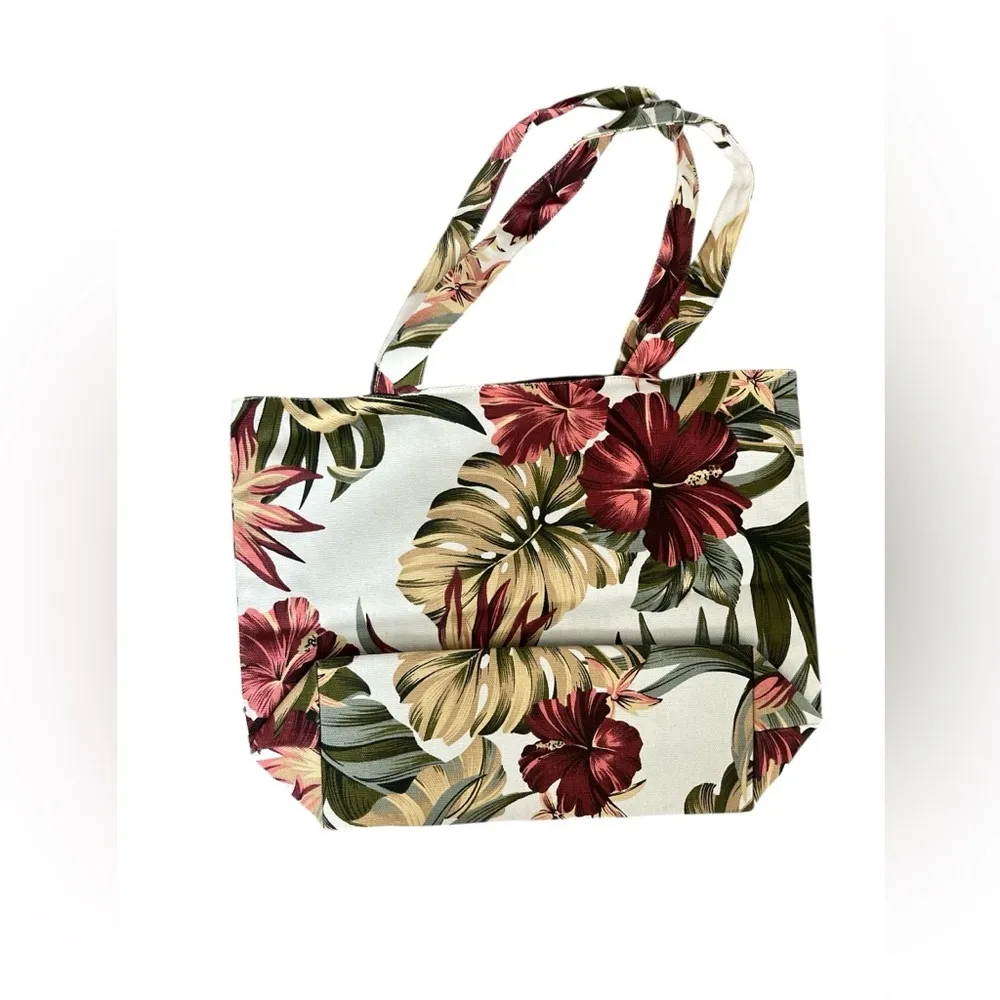 Island Floral Aloha Embroidered Beach Bag Green - Image 5
