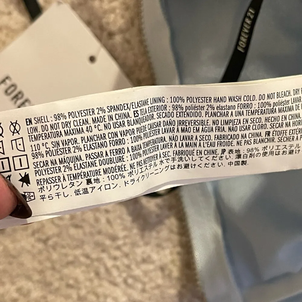 NWT Forever 21 Satin Rhinestone Spaghetti Strap Cropped Cami Light Blue Size L - Image 11