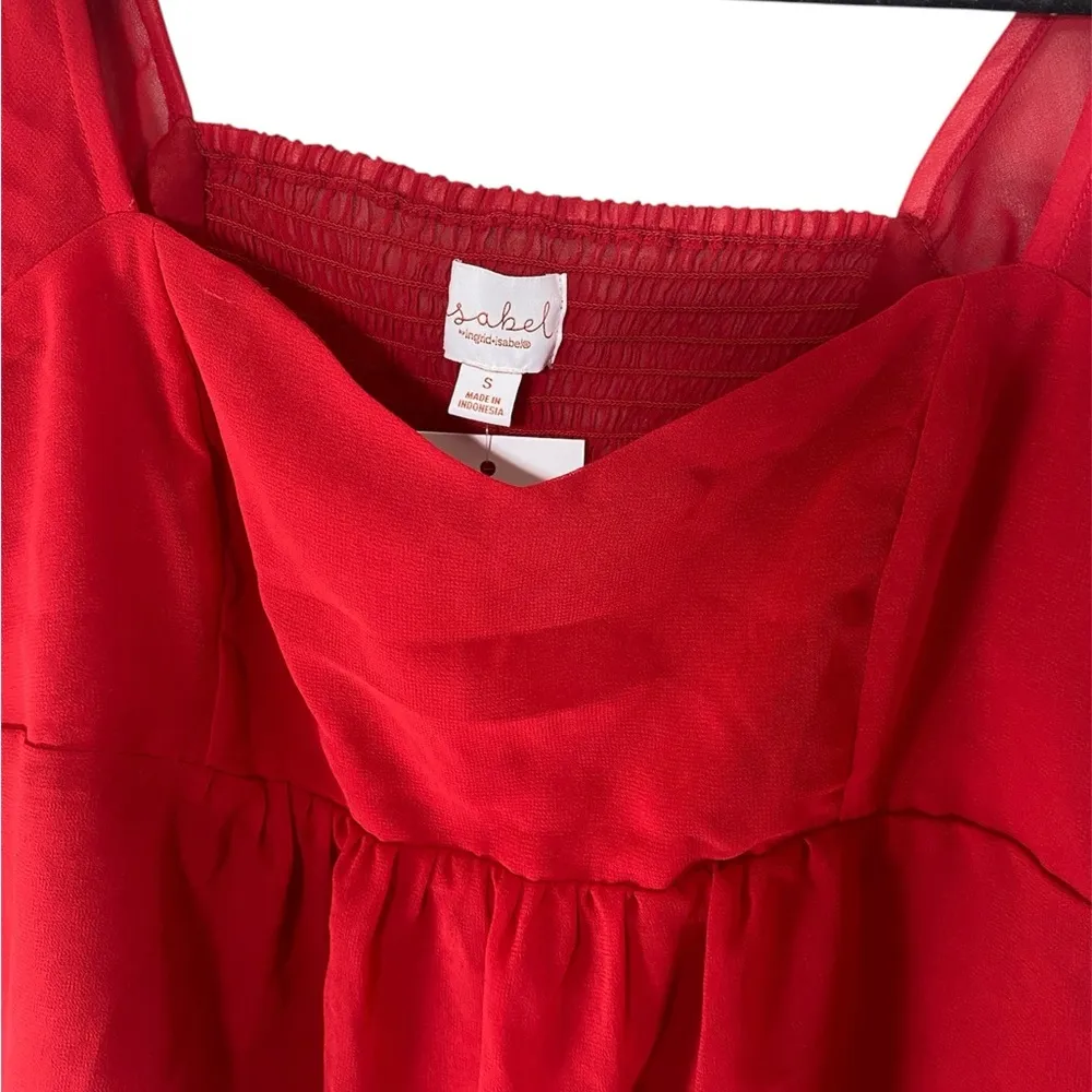 Isabel Maternity by Ingrid & Isabel Women’s S Red sheer sleeves Flowy Boho Top Size undefined - Image 3