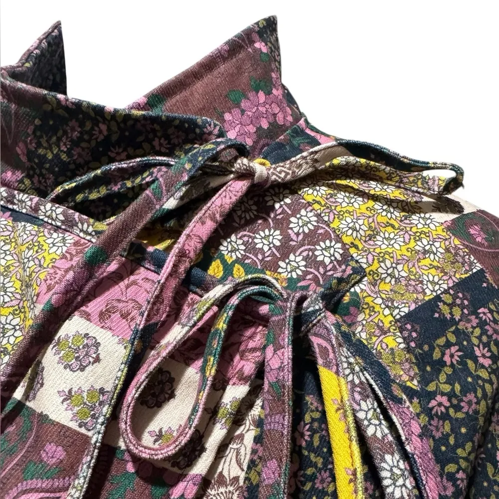 Cider  Patchwork Paisley Quilted Bomber Jacket | Size M Boho Retro Statement Coat - Image 8