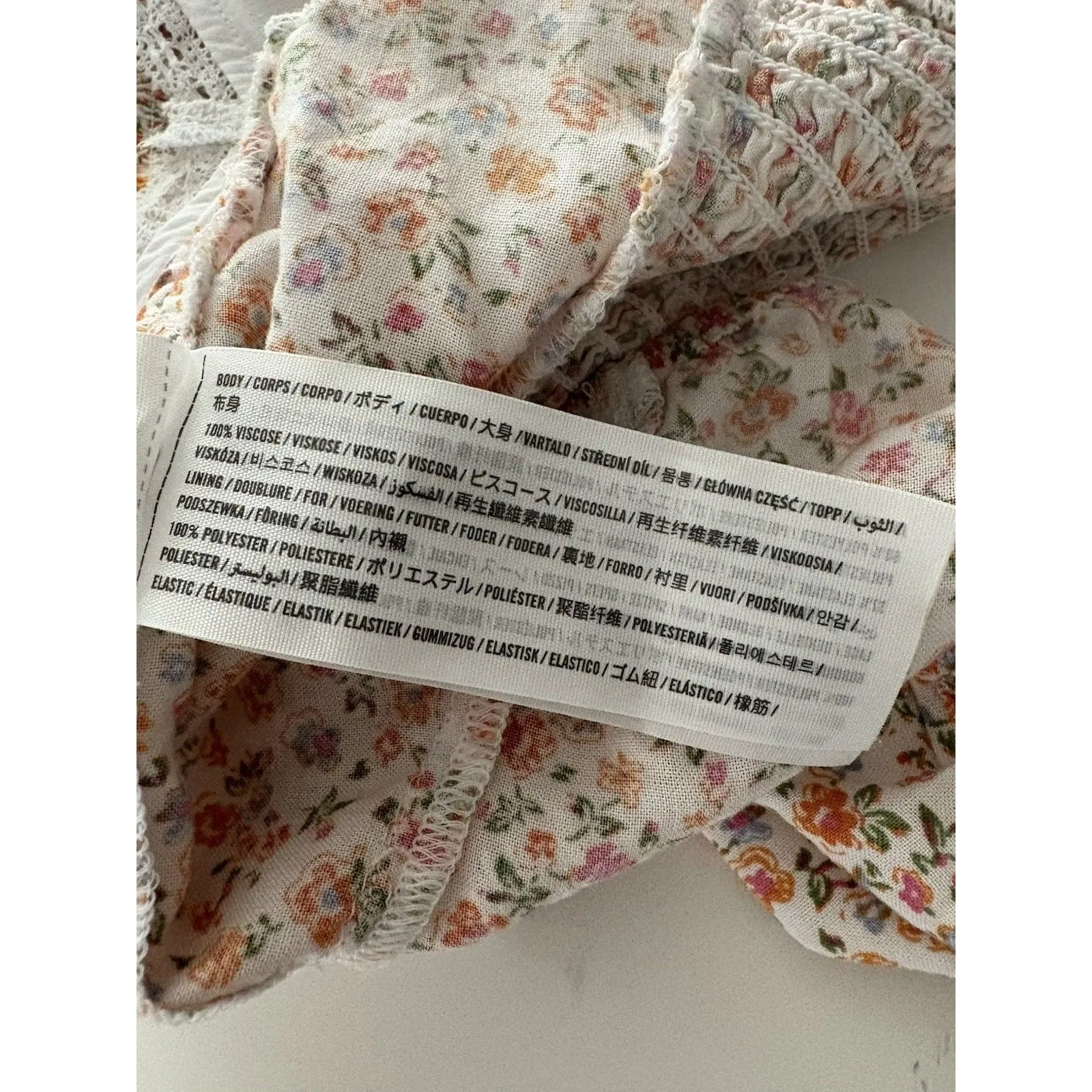 Hollister Y2K White Floral Milkmaid Babydoll Crop Top Size XS Coquette Ruching - Image 13