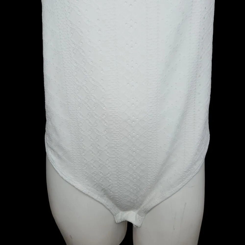 Rue21+ White Eyelet Spagetti Strap Bodysuit Womens 2X Snap Closure Lined NWT - Image 9
