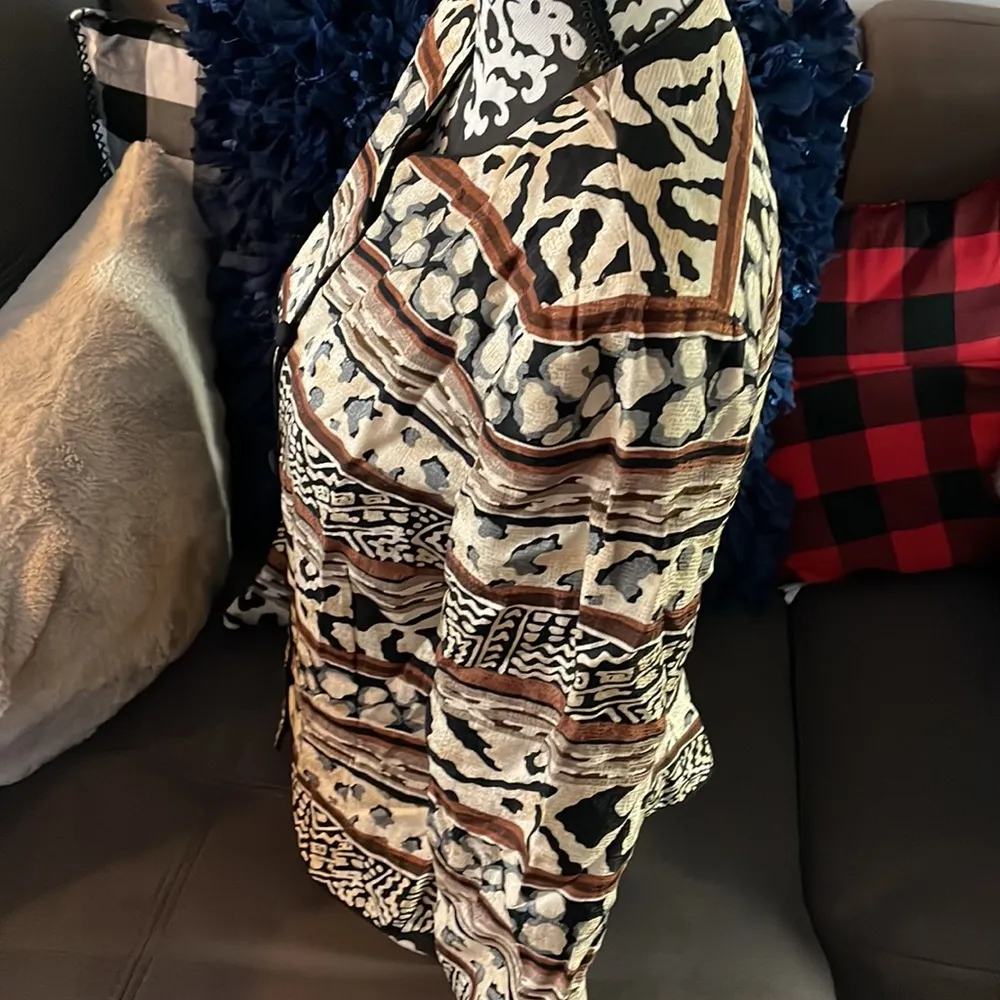 MAGGY LONDON by KENNETH NOLAN 💯SILK Multiple Print Design Blazer Jacket Size 10 - Image 4