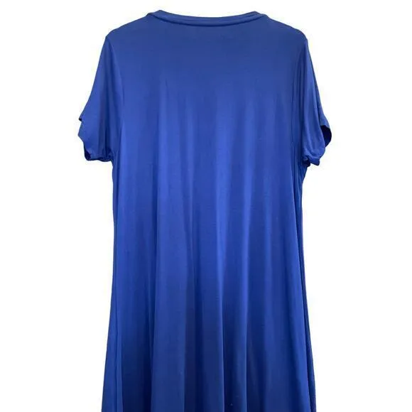 Soft Surroundings Royal Blue Jersey Short‎ Sleeve Pleated Scoop Neck Dress 1X - Image 7