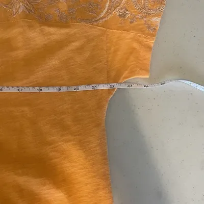 Soft Surroundings Sz Xl Short Sleeve Orange Shift Dress Embroidered‎ Cotton NWT - Image 9