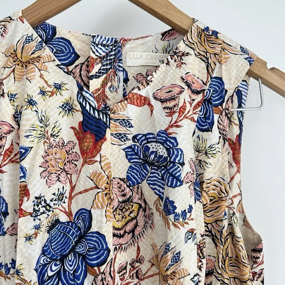 Ulla Johnson Dress 6 Kaiya Floral Magnolia Garden Tea Feminine Pleated Pockets - Image 4