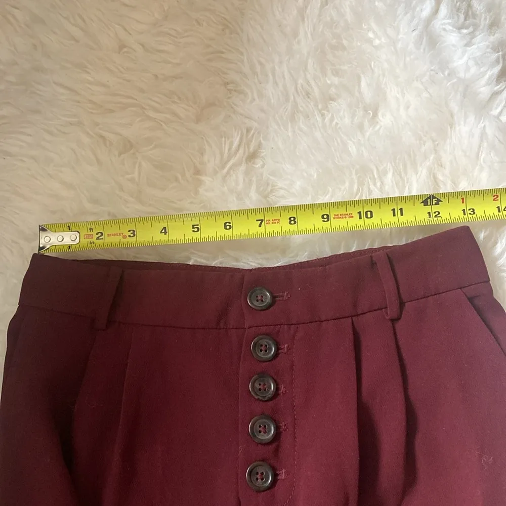 Anthropologie Sasha Button-Fly Tapered Trousers in Wine Red Size 2 - Image 5