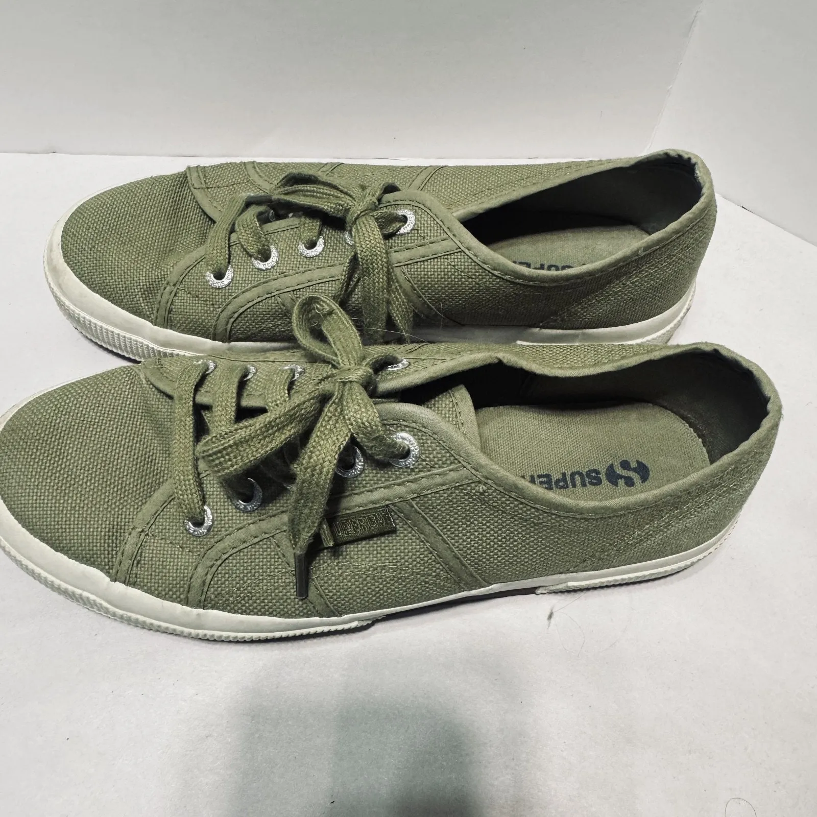 Superga Olive Green Canvas tennis shoes sneakers womens 7.5/38 - Image 2