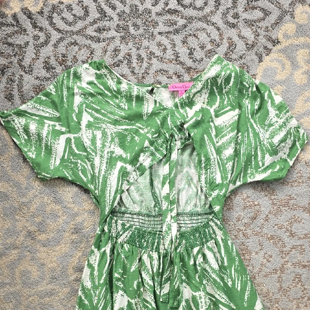 Pinkblush Dress Day Cutout Midi Dress Green Brushstroke Large - Image 5