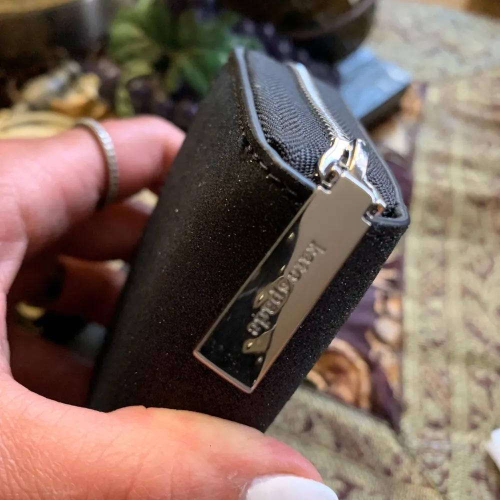 Authentic KATE SPADE Glitter Leather bow w crystal zip around wallet - Image 9