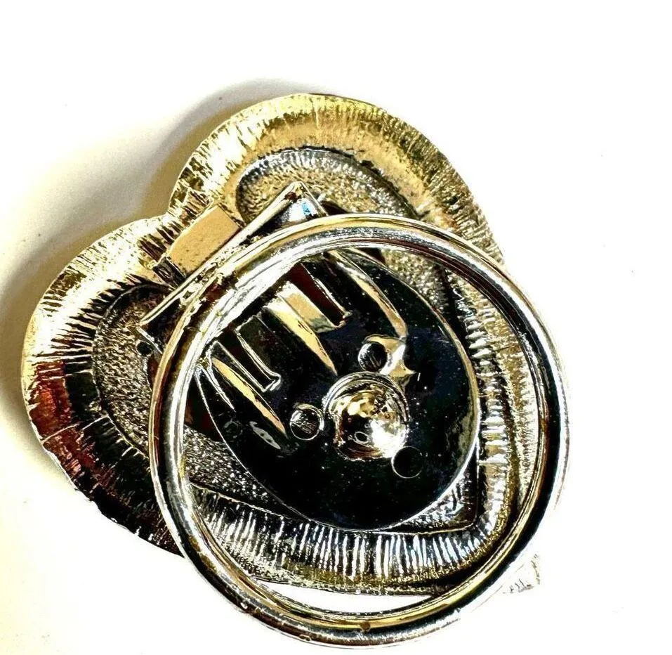 Vintage Two Tone heart Scarf Clip Gold - Image 2