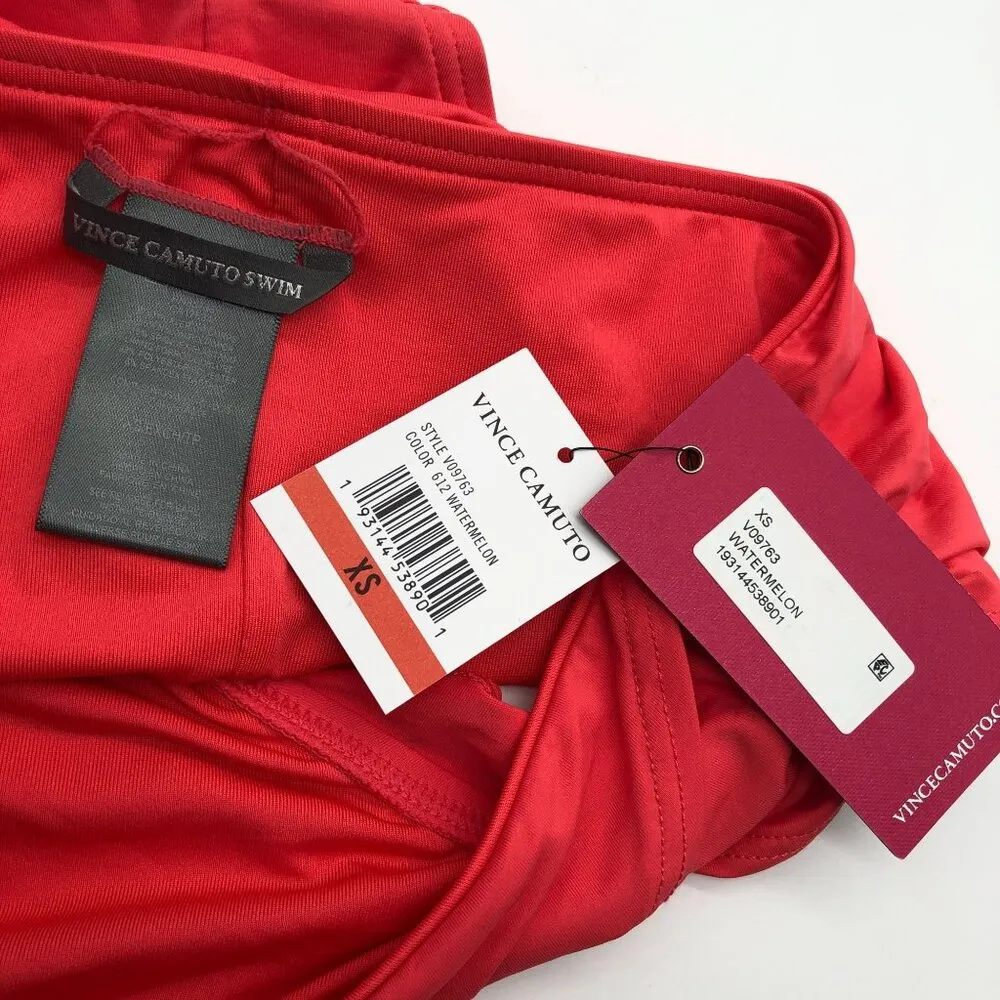 Vince Camuto Draped High Waist Bikini Bottom Watermelon Pink XS - Image 5