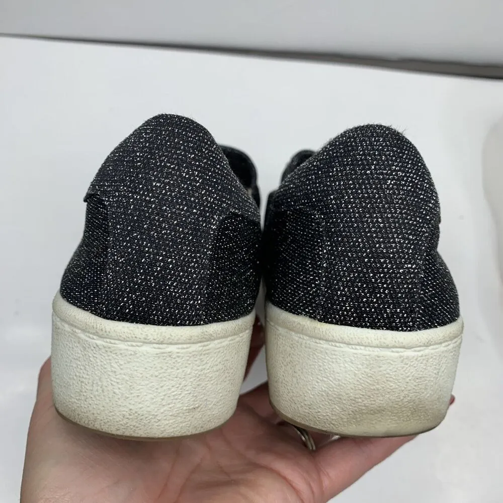 Zara Woman Size 9 Sneakers YEAH Slip On Black Metallic Platform Canvas Casual - Image 10