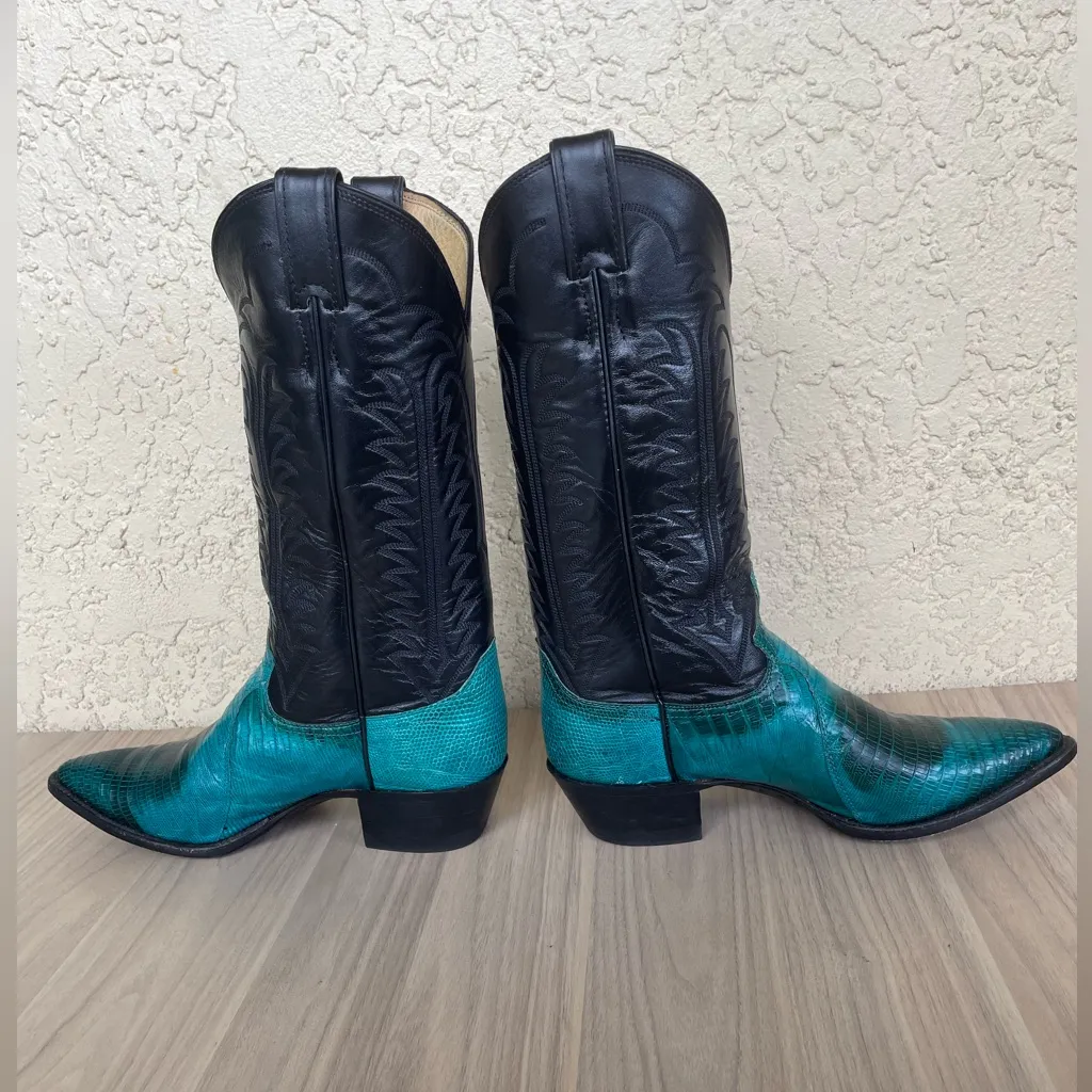 Justin Boots Black and Teal Combat Boots - Image 5