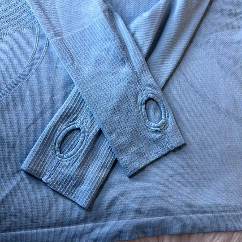 Lululemon Run: Swiftly Tech 1/2 Zip Heathered Blue Moon Size 12 - Image 12