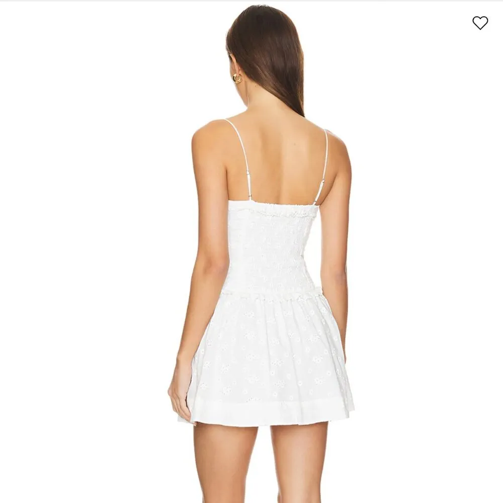 For Love & Lemons Marlowe Eyelet Corset Bustier Mini Dress White SZ M Revolve - Image 3