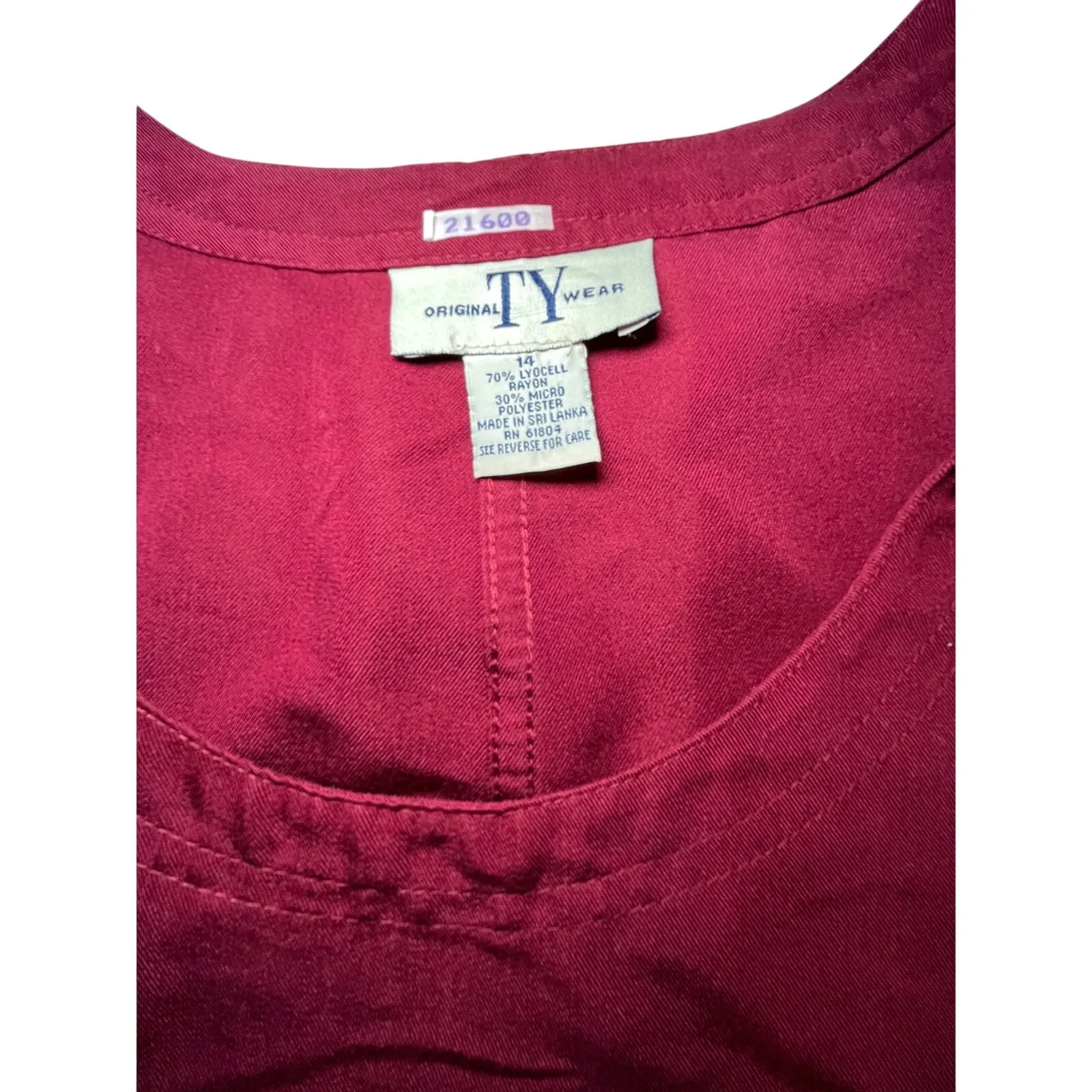 Vintage 90s Maxi Jumper Dress 14 Red Cotton Embroidery Side Buttons Cottagecore - Image 5