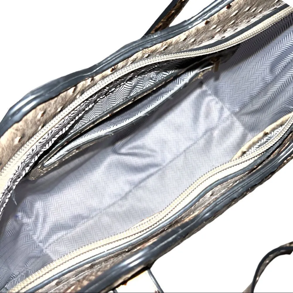 Isabella vegan leather ostrich satchel! Taupe in color with unique design! Tan - Image 9