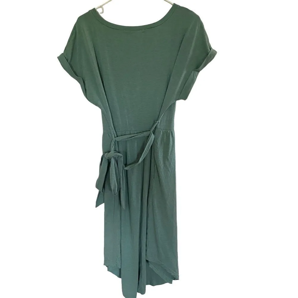 Zesica green cuffed sleeve belted sun dress large Green - Image 6