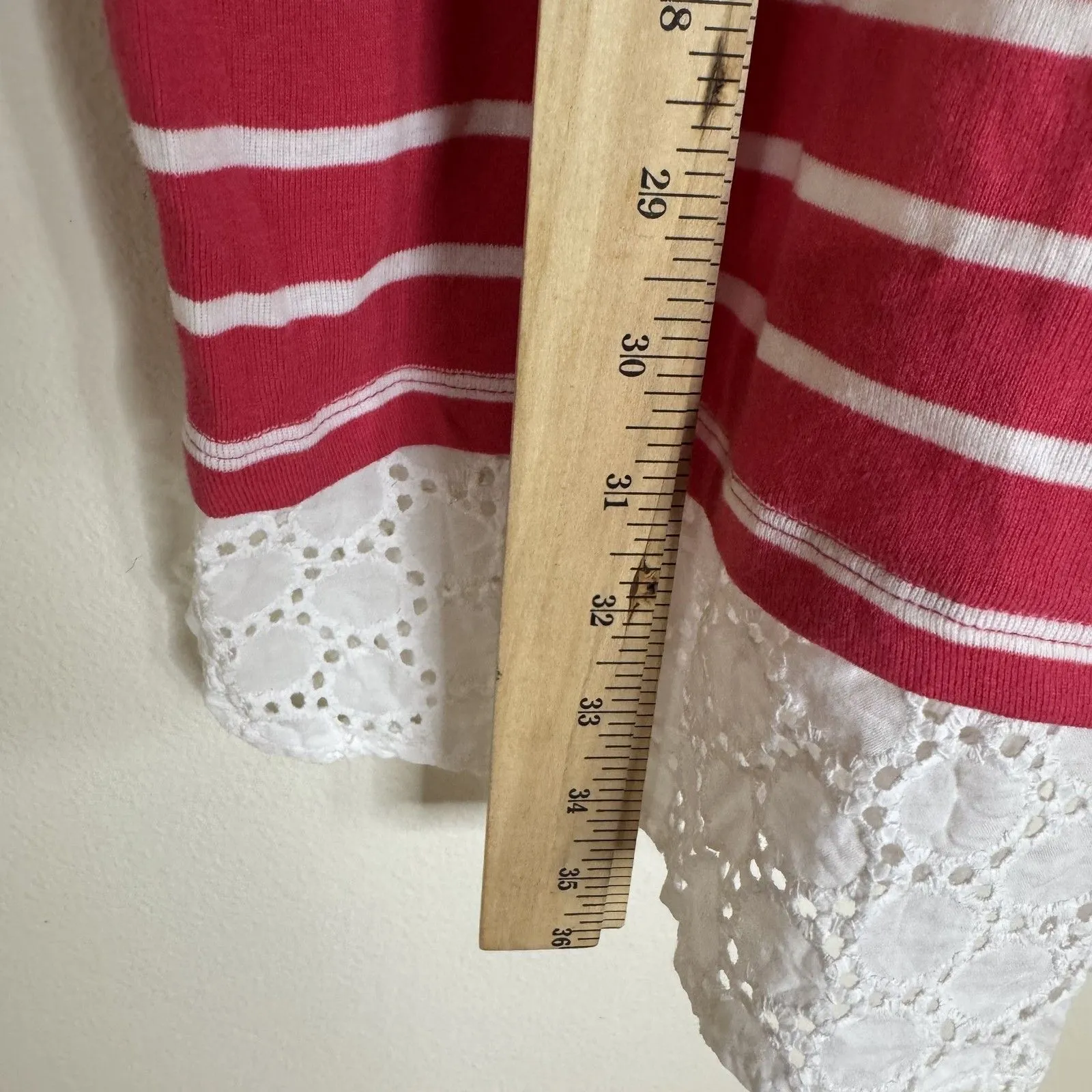 Tommy Hilfiger Dress Womens Large Striped Eyelet Hem Short Sleeve Summer Casual - Image 9