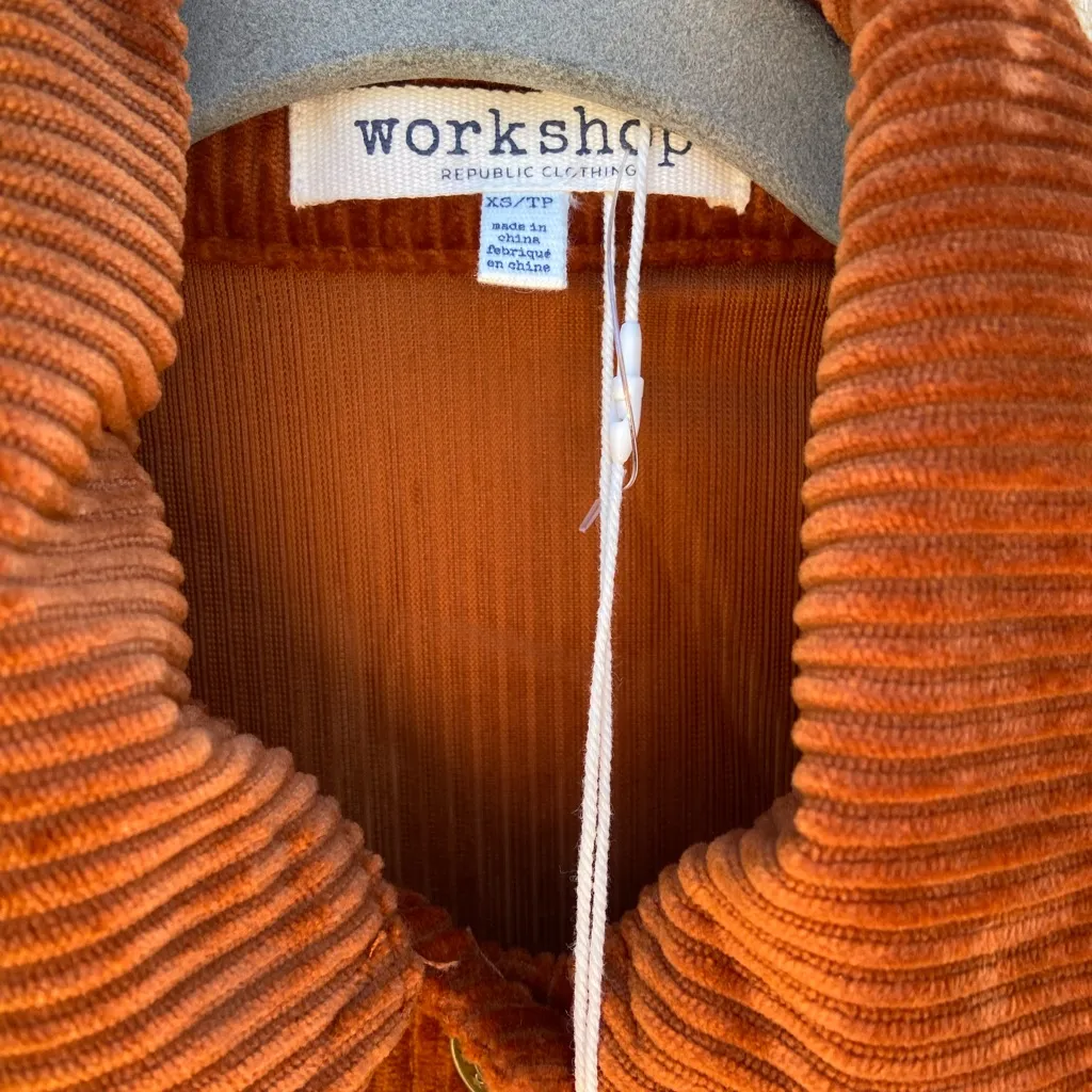 Workshop Republic Clothing Copper Corduroy Shirt size XS - Image 3