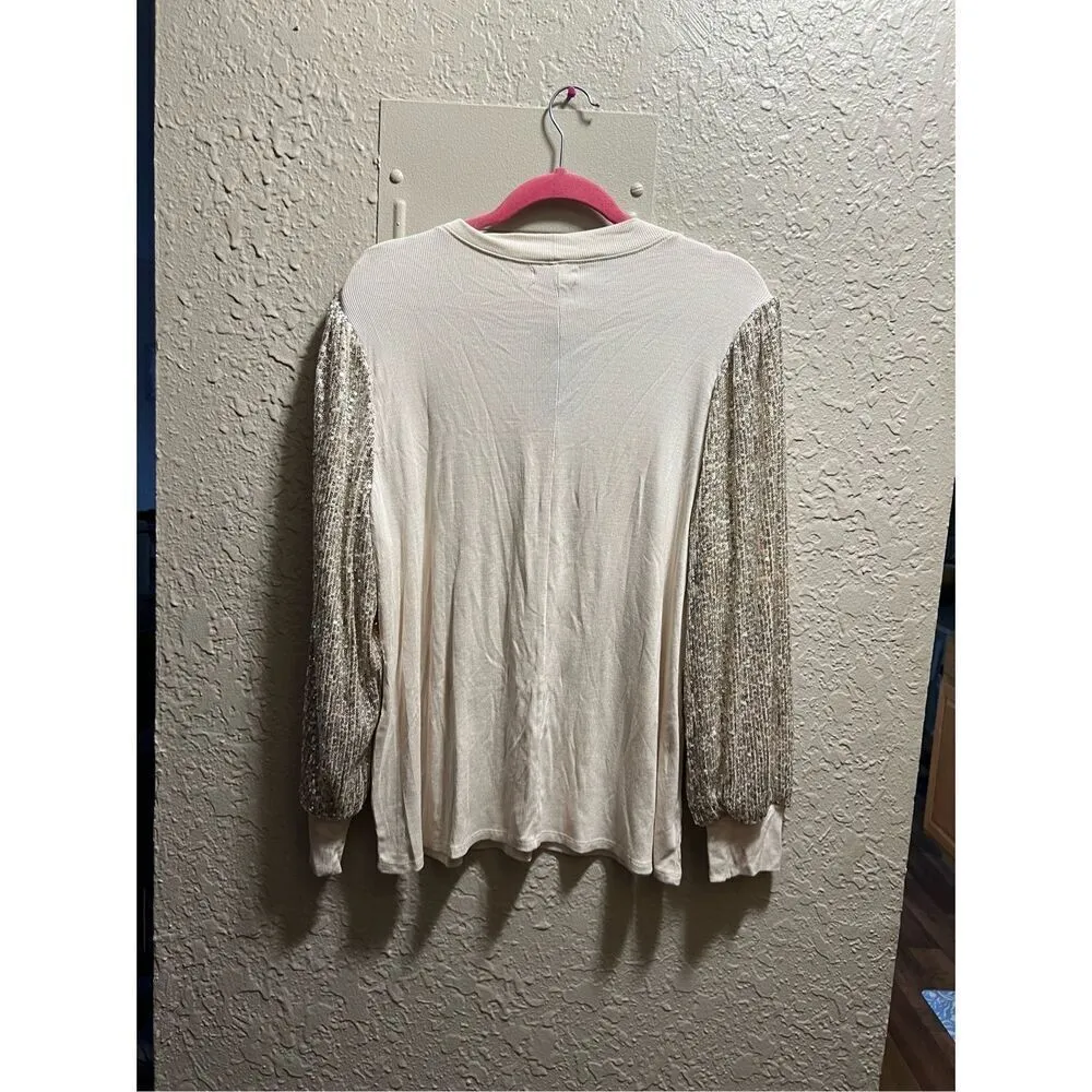 Maurices Long Sleeve Top With Glitter Sequin Sleeves NEW - Image 6