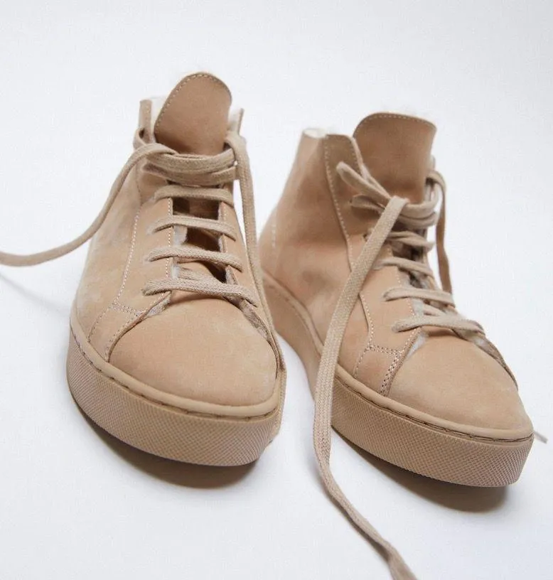 High-top leather sneakers in beige (Size 8) - Image 2