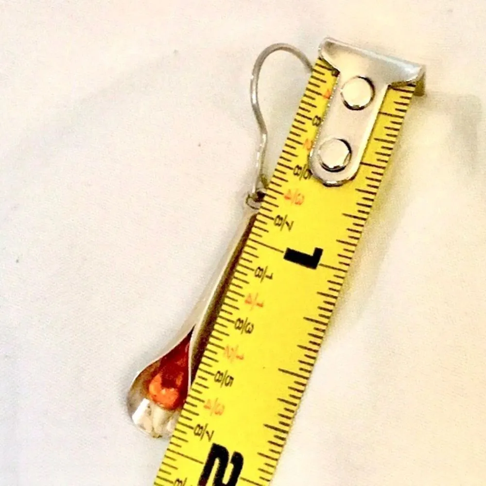 VINTAGE Sterling Silver Amber Drop Dangle Earrings - Image 3