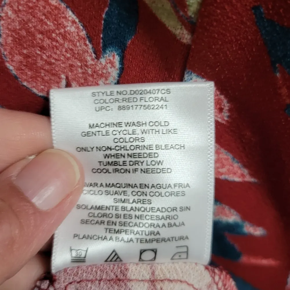 Christian Siriano red tropical floral vneck tunic tshirt dress size large - Image 8