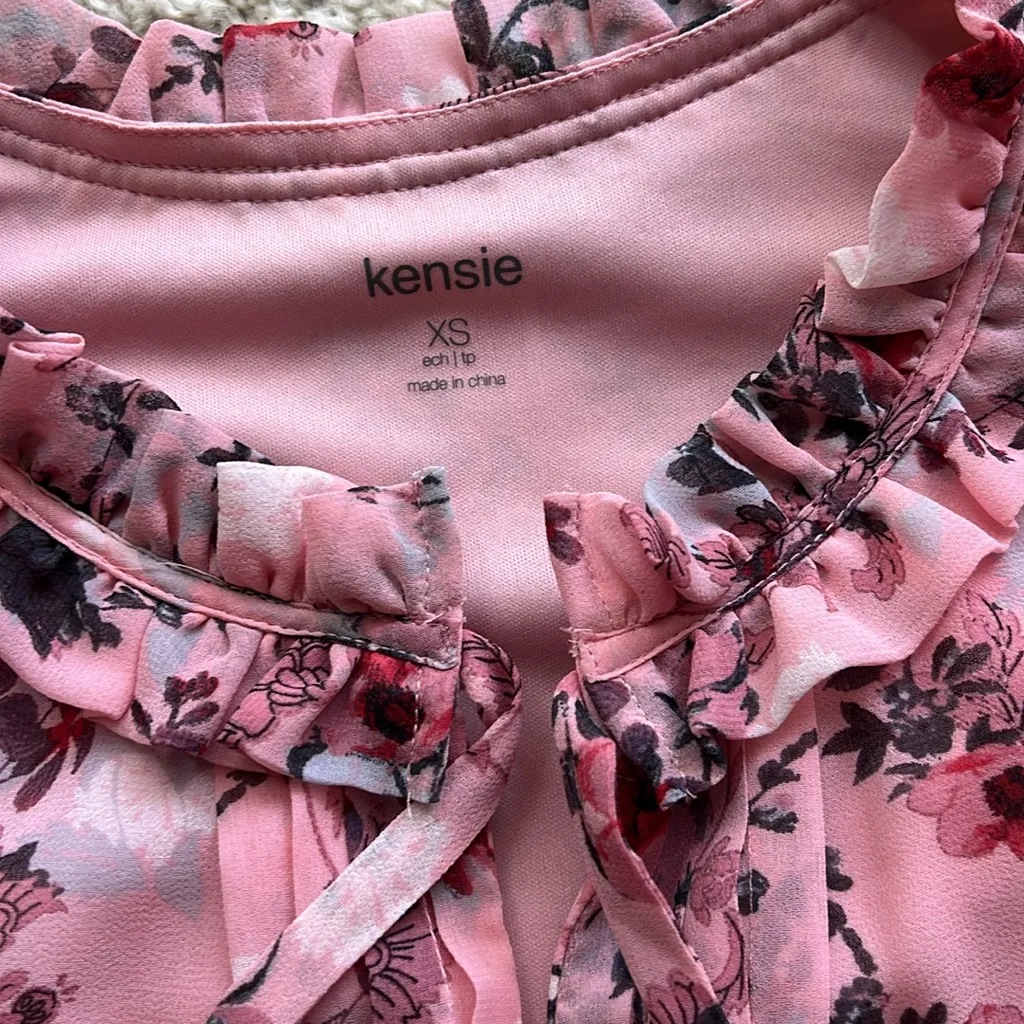 Kensie Long Sleeve Floral Pink Dress Size XS - Image 13