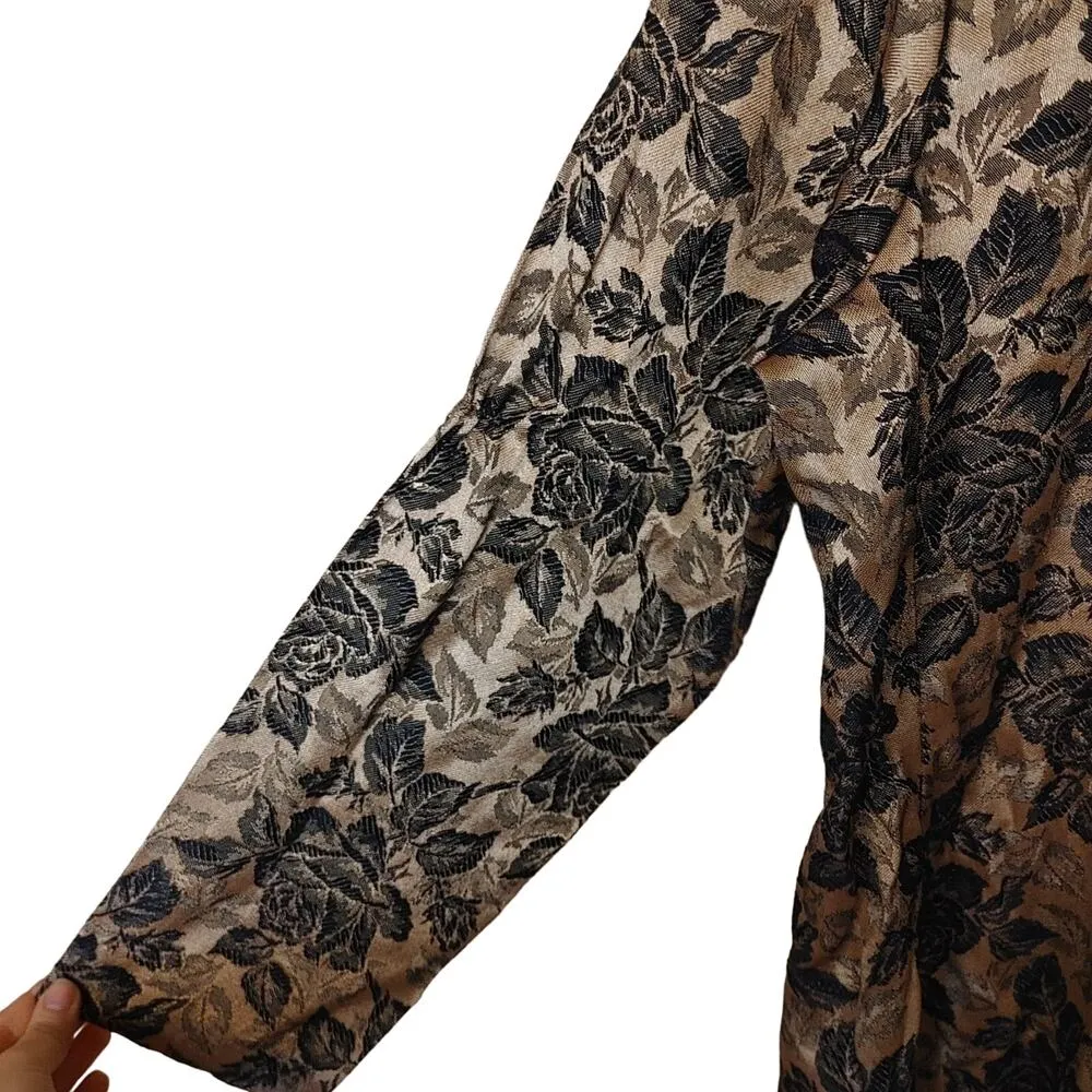 DJ & Co Vintage Bronze Black Cheongasm Style Asian Long Coat Dress Size 16 - Image 8