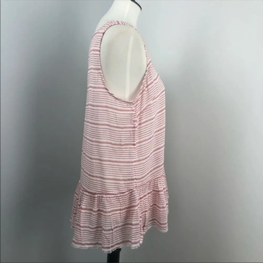 NEW Beach Lunch Lounge Striped Sleeveless Peplum Blouse Tank Top Large - Image 3