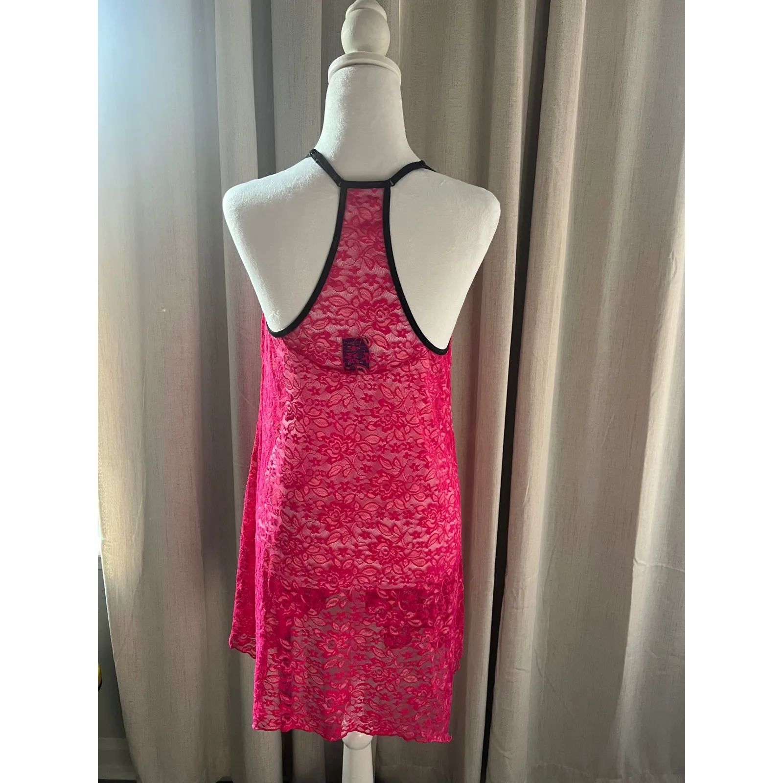 Apt 9 Intimates Lace Woman's Large‎ Trim Chemise Lingerie Pink Floral Black - Image 4