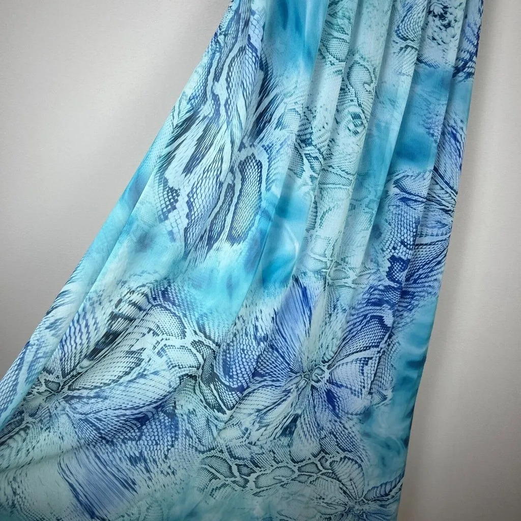 Boston Proper Maxi Dress Women Medium Blue Tonal Print Sleeveless Stretch V-Neck - Image 4