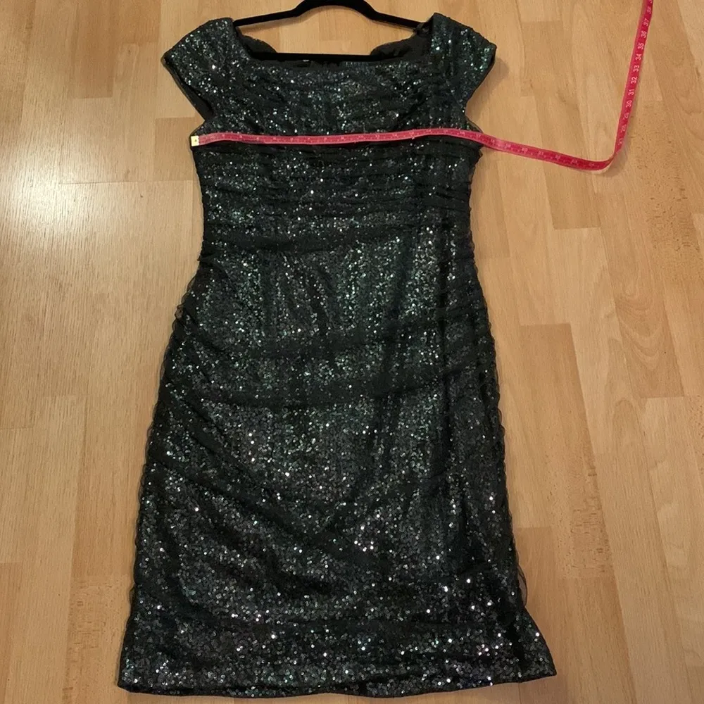 LAUREN Ralph Lauren Gunmetal Sequin Tulle Cocktail Dress 14 - Image 11