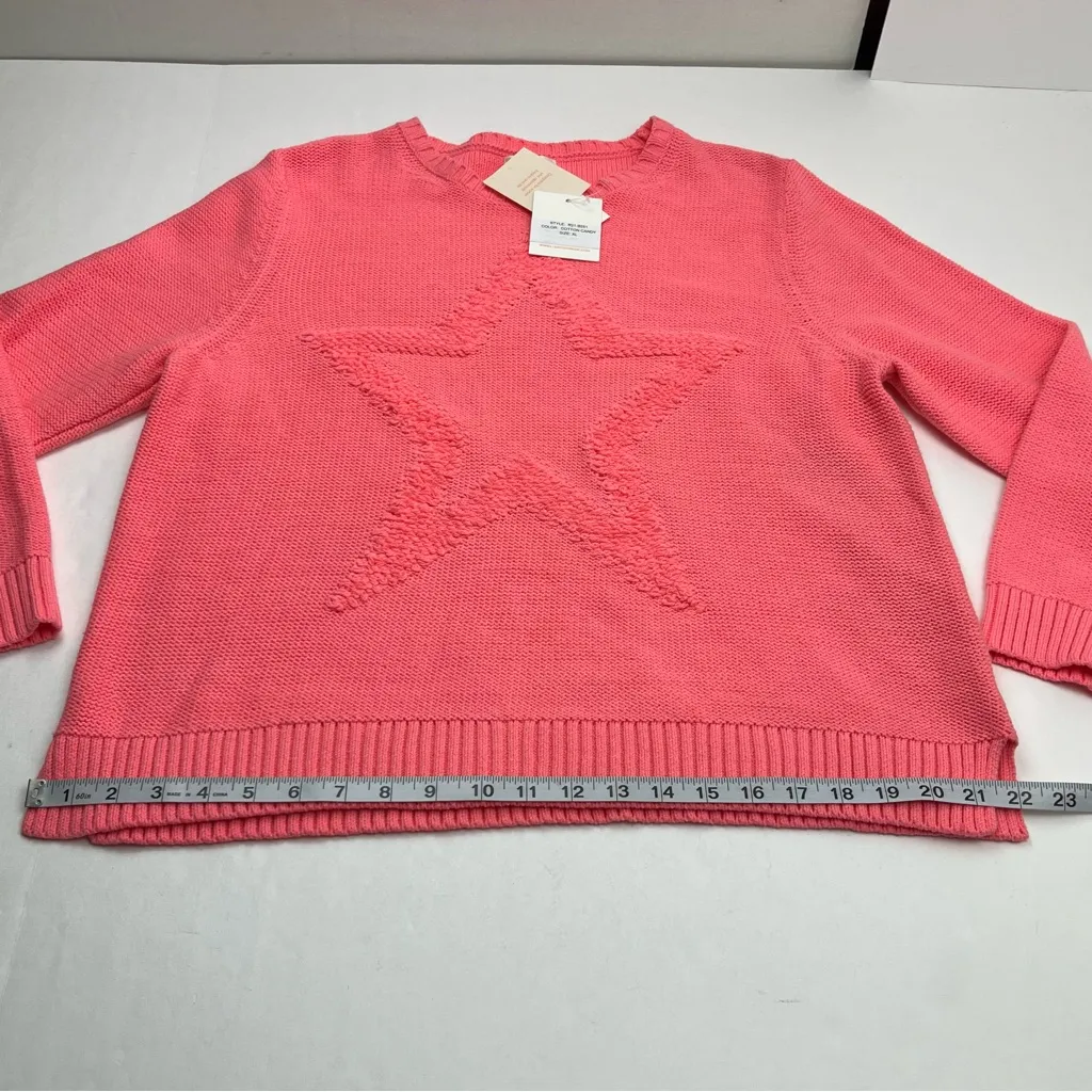 Lisa Todd Stellar Star Sweater Long Sleeve Cotton Candy Pink Womens‎ Size XL NEW - Image 9