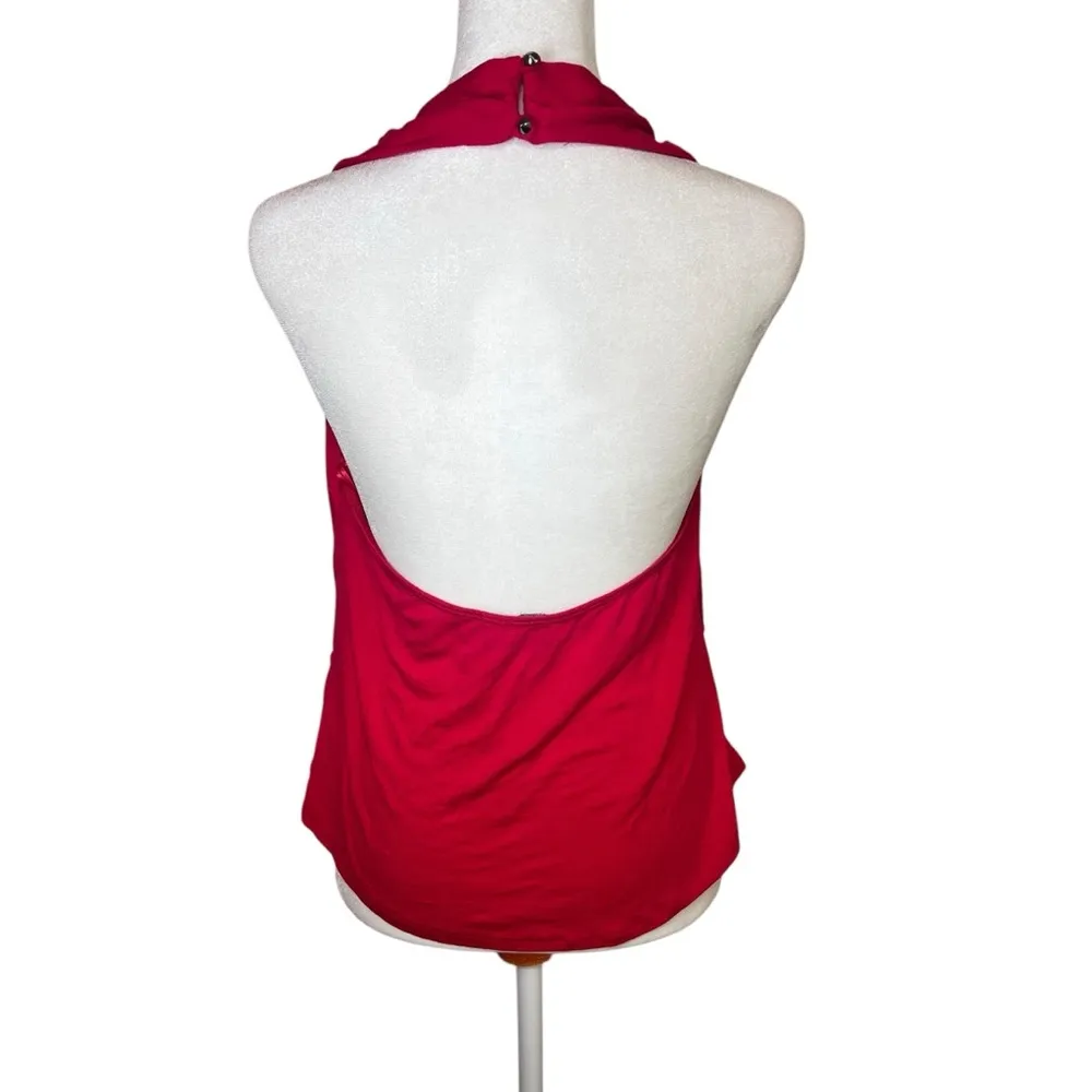 ASTR The Label Lipstick Red Halter Top Slouchy Faux Wrap Blouse NEW Size Medium - Image 4