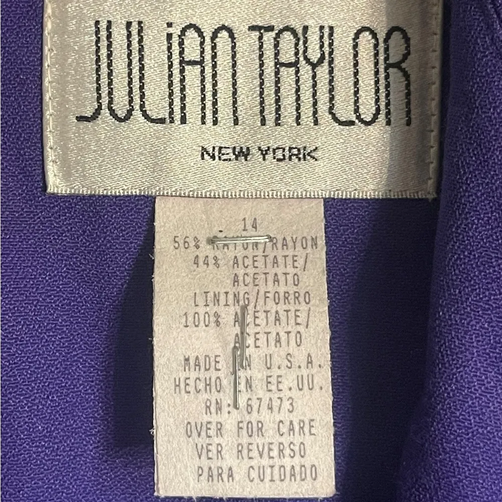 NWT Vintage Julian Taylor Elegant Purple Dress Size 14 - Image 7