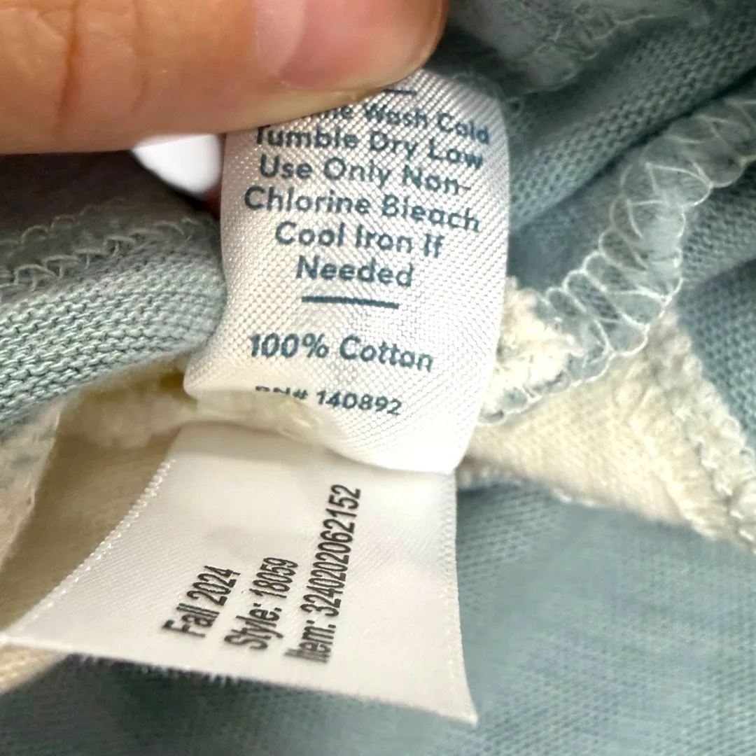 Marine Layer Blue Cream Stripe Cropped Rugby Shirt Long Sleeve Top Size XS - Image 9