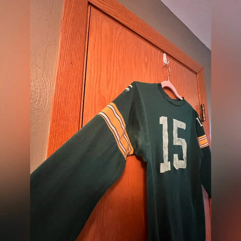 Vintage Women’s Large Green Bay Packers 15 Bart Starr 3/4 Sleeve T - Image 2